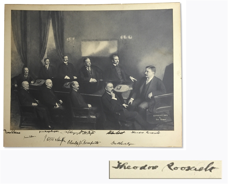 Theodore Roosevelt Signed Cabinet Photo -- Roosevelt Signs the Photo, Along With Nine Members of His Cabinet, Including William Taft -- With University Archives COA